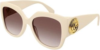 Gucci Sunglasses, female, Beige, Size: 54 MM Gg1407S Oversized Sunglasses