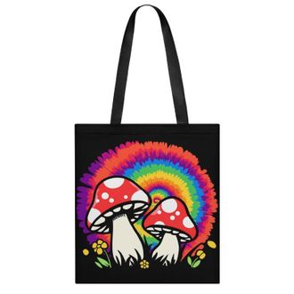 Generic Tie Dye Mushroom Tote Bag for Women Men Shoulder Bags Purses Pouch Handbags