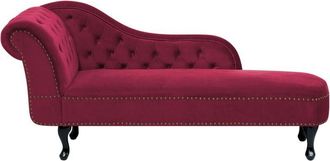 Beliani Beliani - Vintage Style Left Hand Chaise Lounge Velvet Fabric Chesterfield Burgundy Nimes