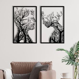 Hanah Home Decoraci&oacute;n De Pared De Metal Negro, Dise&ntilde;o Elegante, 86 X 63 Cm, Para Sala De Estar O Dormitorio De Lujo