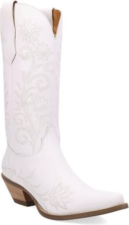 Dingo Buttercup Embroidered Western Boot in White at Nordstrom, Size 9.5