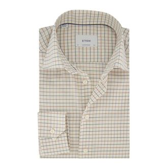 Eton Heren, Overhemden, Beige, Maat: 2XL Katoen