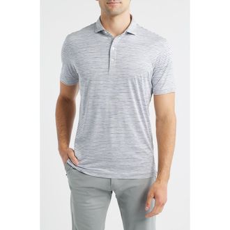 Johnnie-O Seymour Stripe Featherweight Performance Polo in Navy at Nordstrom, Size Xx-Large