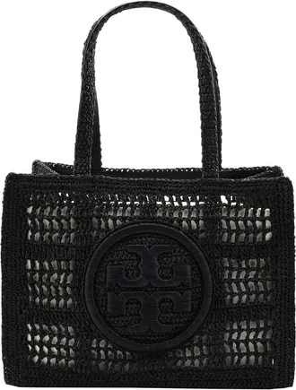 Tory Burch Black Small Hand-Crochete Ella Tote Bag