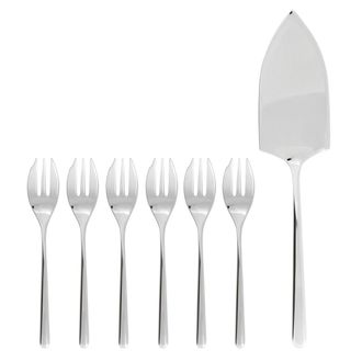 Sambonet Set of 6 Dessert Forks and Cake Server Linear