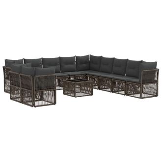 vidaXL Conjunto De Sof&aacute;s De Jard&iacute;n 12 Pcs Gris Rat&aacute;n Sint&eacute;tico Vidaxl