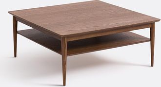 La Redoute Interieurs Vierkante salontafel in massief essen met fineer, dubbel blad, LUSSAN