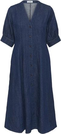 Soaked In Luxury Midi Jurken - Dames - Casual kleedjes - Blauw - L - Denim - Kleedjes