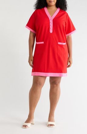Sugarlips Durmela Contrast Shift Minidress in Red-Fuchsia at Nordstrom, Size 1X