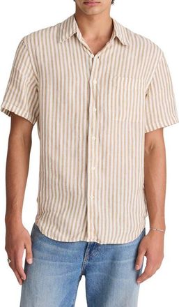 Madewell Short Sleeve Linen Shirt in Golden Khaki at Nordstrom, Size Xx-Large