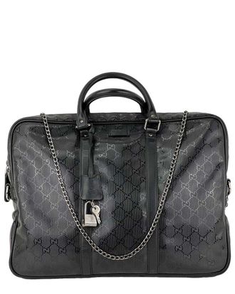 Gucci Black GG Imprime Coated Canvas Briefcase Monogram Briefcase (Authentic Pre-Loved)