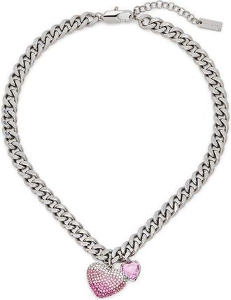 Marc Jacobs Heart Balloon Pav&eacute; Necklace in Silver/Rose at Nordstrom