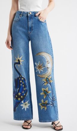 Farm Rio Mistical Wide Leg Jeans in Denim at Nordstrom, Size 26