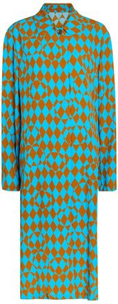 Dries Van Noten Raltona Patterned Crepe Coat - Turquoise - 40 (UK12 / M)