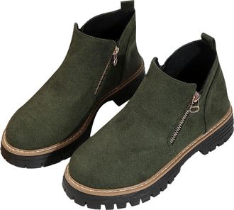 Generic Womens Flat Suede Ankle Boots, Ankle Boots Suede Womens Extra-Wide Fit Chelsea Short Booties With Non Slip Sole Casaul Comfy Flat Booties With Side Zi