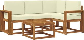 vidaXL Conjunto De Sof&aacute;s De Exterior 5 Uds. Natural Y Crema Vidaxl