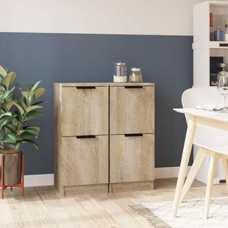 vidaXL Vidaxl - Aparadores 2 Uds Madera Contrachapada Roble Sonoma 30x30x70 Cm