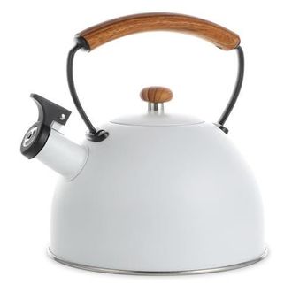 MegaChef 3.2 Quart Whistling Tea Kettle with Wood Grain Nylon Cool Touch Handle, Matte White at Nordstrom