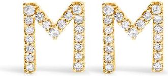 House of Brilliance 10K Gold 1/10 Cttw Diamond Initial A to Z Stud Earring in Yellow Gold | M at Nordstrom