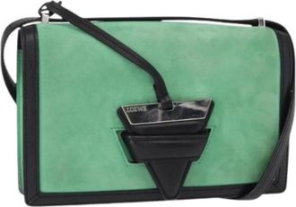 Loewe Pre-owned Cross Body Bags, female, Green, Size: ONE SIZE Pre-owned Suede Shoulder Bag