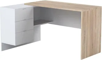 Dmora Scrivania Agnello, Scrittoio Multifunzione Reversibile Da Ufficio Con Cassettiera, Tavolo Da Studio O Ufficio Porta Pc Ad Angolo, 145x108h73 Cm, Rover
