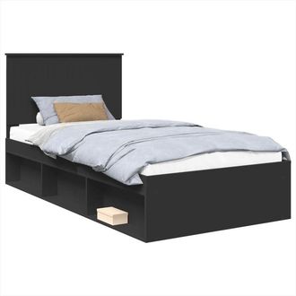 vidaXL Estructura De Cama Negro 100 X 200 Cm Madera De Pino Macizo Vidaxl