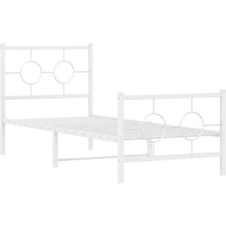 vidaXL Estructura Cama Sin Colch&oacute;n Con Estribo Metal Blanco 80x200 Cm Vidaxl