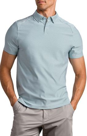 Rhone Commuter Stripe Performance Polo in Fern Green Stripe at Nordstrom, Size Xx-Large