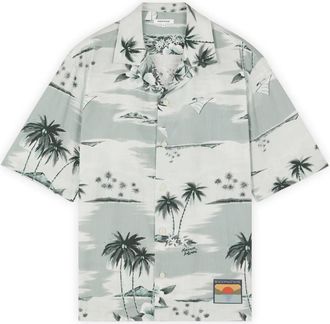 Maison Kitsun&eacute; Island Print Bowling Shirt