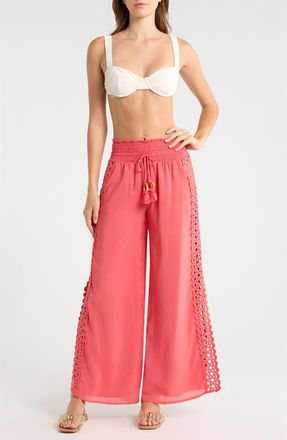 Elan Wide Leg Cover-Up Pants in Pink Bright at Nordstrom, Size X-Small