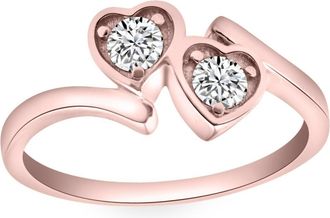 Pompeii3 1/3CT Diamond Two Stone Forever Us Heart Ring in White, Yellow, or Rose Gold