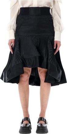 sacai Nylon Twill Midi Rok - Dames - Midirokken - Zwart - S - Nylon - Rokken