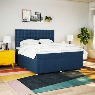 vidaXL Vidaxl - Cama Box Spring Con Colch&oacute;n Tela Azul 200x200 Cm