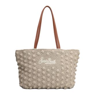 MC2 Saint Barth Tote Bags, female, Beige, Size: ONE SIZE Medium Crochet Bag