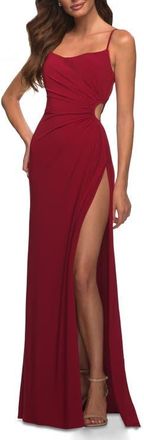 La Femme Prom Dress with Side Cut Out and High Side Slit in Deep Red at Nordstrom, Size 00