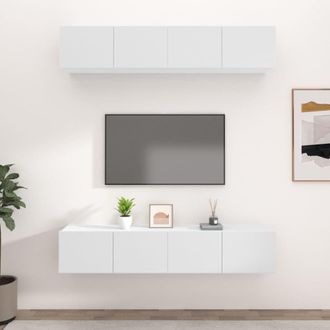 Berkfield Home TV Cabinets 4 pcs White 80x30x30 cm Engineered Wood | Size: 80 x 30 x 30 cm