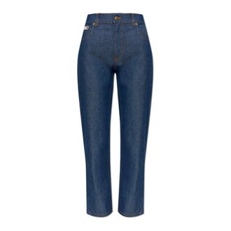Moschino Cropped Jeans, female, Blue, Size: XS Tapered-leg Jeans