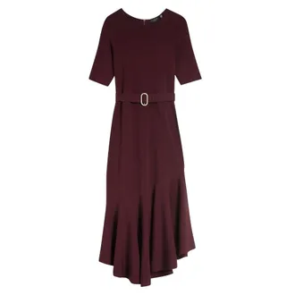Ted Baker Samalee Gebreide Rode Midi-jurk Met Zwierige Rok