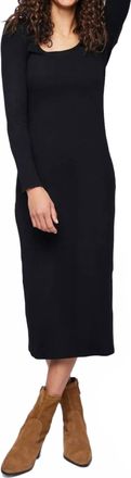 Gentle Fawn Long Sleeve Ribbed Midi Dress In Black