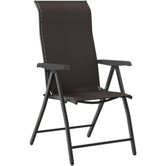 vidaXL Vidaxl - Folding Garden Chairs 8 pcs Black Coffee Poly Rattan