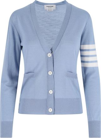 Thom Browne Blue 4-Bar V-Neck Virgin Wool Cardigan