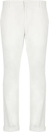 Dondup Witte Katoenen Broek met Zakken - Heren - Slim Fit Broeken - Wit - W36 - Katoen - Broeken