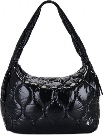 Free People Movement Womens Quilted Shine Carryall Quilted Bag In Black Shine
