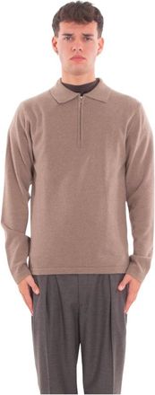 Daniele Fiesoli Merino Cashmere Half-Zip Polo Knit - Heren - Ronde hals truien - Beige - XL - Wol - Truien & Vesten