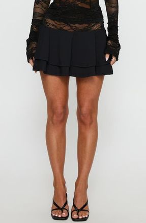 Princess Polly Kecia Sheer Lace Waistband Miniskirt in Black at Nordstrom, Size 10