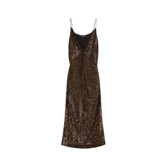 Twinset Sequin Lange Jurk - Dames - Feestkleedjes - Bruin - S - Polyester - Kleedjes