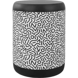 Jonathan Y Designs Indi 17.75 Modern Bohemian Geometric Drum Garden Stool in Black/white at Nordstrom