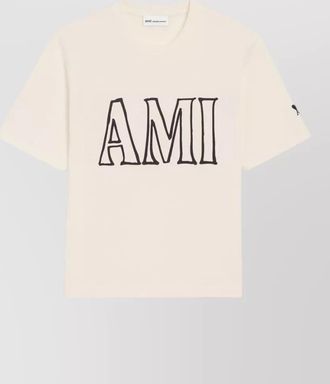 Ami cotton boxy fit logo print t-shirt