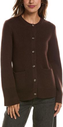 Fort&eacute; Cashmere Double Knit Button Crew Wool & Cashmere-Blend Cardigan