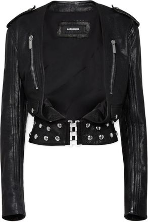 Dsquared2 Giacca crop in pelle - Nero